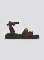 Σανδάλια δερμάτινα flatforms με print Tfp