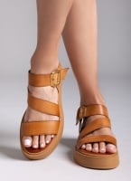 Σανδάλια δερμάτινα flatforms με τοκά TFP