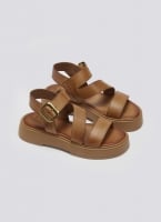 Σανδάλια δερμάτινα flatforms με τοκά TFP