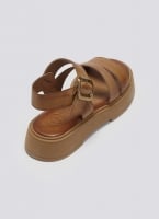 Σανδάλια δερμάτινα flatforms με τοκά TFP