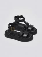 Σανδάλια δερμάτινα flatforms με τοκά TFP