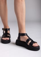 Σανδάλια δερμάτινα flatforms με τοκά TFP