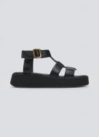 Σανδάλια δερμάτινα flatforms με τοκά TFP