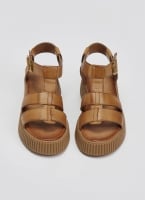 Σανδάλια δερμάτινα flatforms με τοκά TFP
