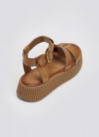 Σανδάλια δερμάτινα flatforms με τοκά TFP