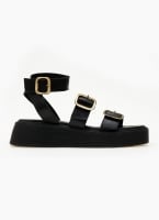 Σανδάλια δερμάτινα flatforms με τοκάδες TFP