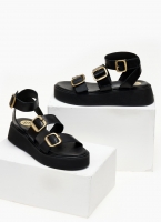 Σανδάλια δερμάτινα flatforms με τοκάδες TFP