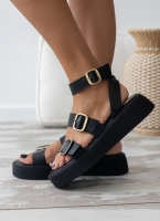 Σανδάλια δερμάτινα flatforms με τοκάδες TFP