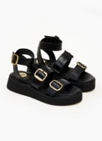 Σανδάλια δερμάτινα flatforms με τοκάδες TFP
