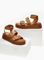 Σανδάλια δερμάτινα flatforms με τοκάδες TFP