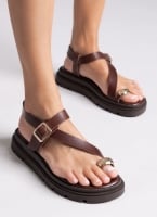 Σανδάλια δερμάτινα flatforms Tfp 