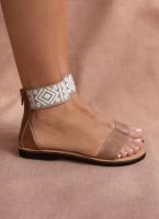 Σανδάλια δερμάτινα με boho μπαρέτα Estil