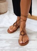 Σανδάλια δερμάτινα με κοκκάλινο σχέδιο Iris sandals