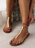 Σανδάλια δερμάτινα με μεταλλικά φύλλα Iris Sandals