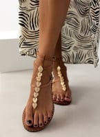 Σανδάλια δερμάτινα με μεταλλικά φύλλα Iris Sandals