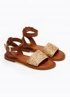 Σανδάλια δερμάτινα με ψάθα Iris Sandals