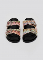 Σανδάλια flatforms από ψάθα με στρας ERYNN