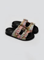 Σανδάλια flatforms από ψάθα με στρας ERYNN