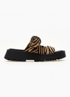 Σανδάλια flatforms από συνθετικό ponyskin με στρας TFP