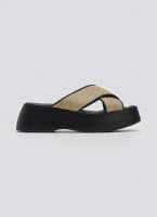 Σανδάλια flatforms crossover με ψάθα Estil