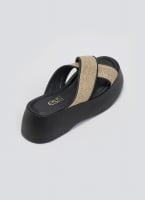 Σανδάλια flatforms crossover με ψάθα Estil