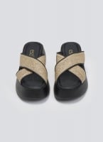 Σανδάλια flatforms crossover με ψάθα Estil