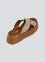 Σανδάλια flatforms crossover με ψάθα Estil