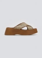 Σανδάλια flatforms crossover με ψάθα Estil