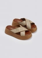 Σανδάλια flatforms crossover με ψάθα Estil