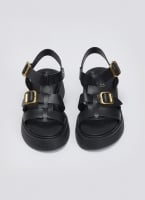 Σανδάλια flatforms δερμάτινα gladiator με τοκάδες Estil