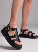 Σανδάλια flatforms δερμάτινα gladiator με τοκάδες Estil