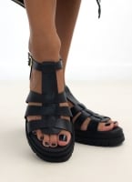 Σανδάλια flatforms δερμάτινα gladiator Ragazza 0544