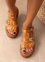 Σανδάλια flatforms δερμάτινα gladiator TFP