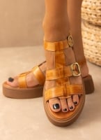 Σανδάλια flatforms δερμάτινα gladiator TFP