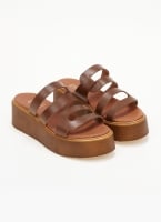 Σανδάλια flatforms δερμάτινα με ανοίγματα estil