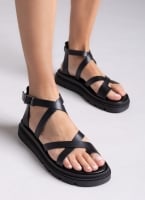 Σανδάλια flatforms δερμάτινα με δάκτυλο Tfp