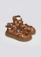 Σανδάλια flatforms δερμάτινα με δάκτυλο Tfp