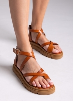 Σανδάλια flatforms δερμάτινα με δάκτυλο Tfp