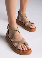 Σανδάλια flatforms δερμάτινα με δάκτυλο Tfp