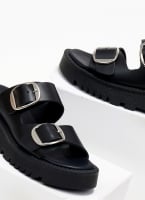 Σανδάλια flatforms δερμάτινα με διπλή φάσα TFP