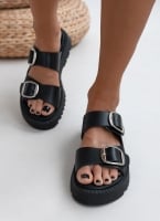 Σανδάλια flatforms δερμάτινα με διπλή φάσα TFP