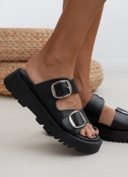 Σανδάλια flatforms δερμάτινα με διπλή φάσα TFP