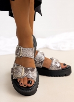 Σανδάλια flatforms δερμάτινα με διπλή φάσα TFP