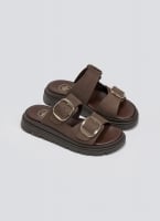Σανδάλια flatforms δερμάτινα με έντονους τοκάδες Tfp