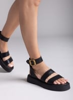 Σανδάλια flatforms δερμάτινα με φάσες TFP