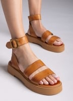 Σανδάλια flatforms δερμάτινα με φάσες TFP