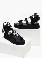 Σανδάλια flatforms δερμάτινα με κορδόνια TFP