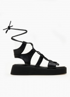 Σανδάλια flatforms δερμάτινα με κορδόνια TFP