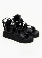 Σανδάλια flatforms δερμάτινα με κορδόνια TFP