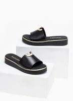 Σανδάλια flatforms δερμάτινα με μεταλλικό σχέδιο Ragazza 01083
